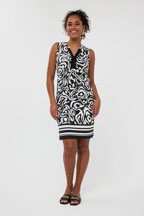 EsQualo dress slv/lss beads playful prin